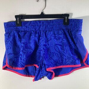 Womens Nike Dri Fit Running Shorts Swoosh Just Do It Blue‎ Red XL Polyester